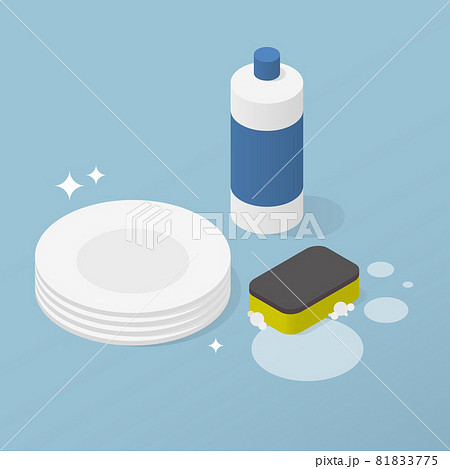 Washing Dishes Detergent Isometric Illustration 81833775