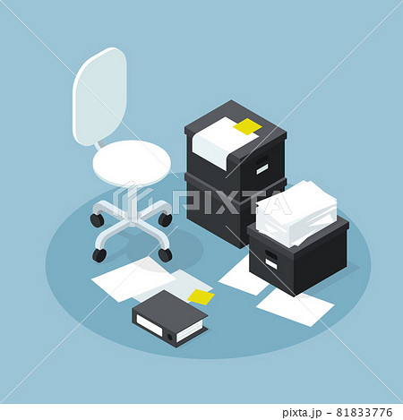 Isometric Office Papers Research Illustration Isometric Office Papers Research Illustration 81833776