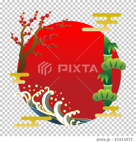 浮世絵風_波_フレームのイラスト素材 [79566801] - PIXTA