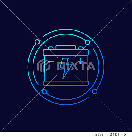 car battery line icon for web, vector 81835486