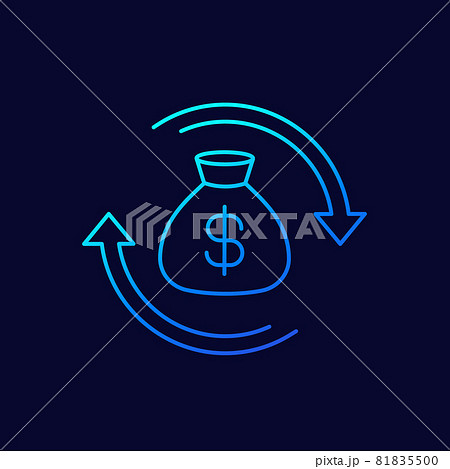 reinvest money line vector icon on dark 81835500