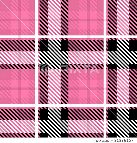 Vector Pink Plaid Check Seamless Pattern in Geometric Abstract Style Can be used for Girly Fashion Fabric Design, School Teen Textile Classic Dress, Picnic Blanket, Retro Print Shirt and Wrapping 81836157
