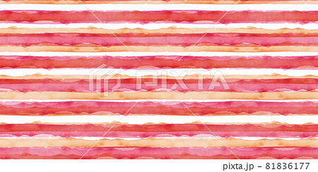 Abstract Simple Stripes Watercolor Background. Pink and Orange color. Seamless Pattern for Fabric Textile and Paper. Simple Hand Painted Stripe 81836177