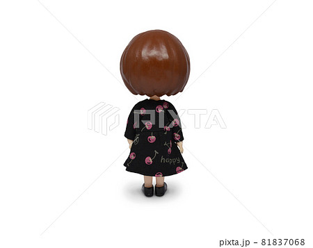 黒ワンピースの人形 後ろ姿のイラスト素材