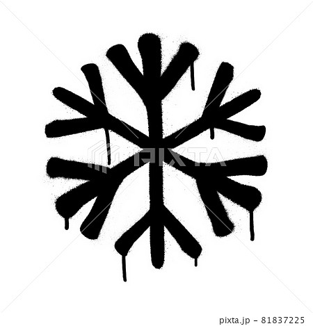 Sprayed snowflakes with overspray in black over white. Vector illustration. 81837225