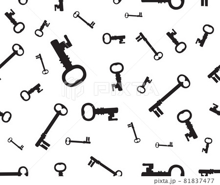 Seamless pattern of black silhouettes of keys Seamless pattern of black silhouettes of keys 81837477