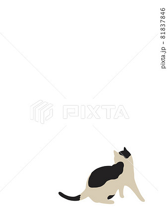 振り返る猫のイラスト-ブチ猫 81837846