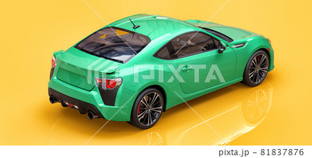Green small sports car coupe. 3d rendering. 81837876