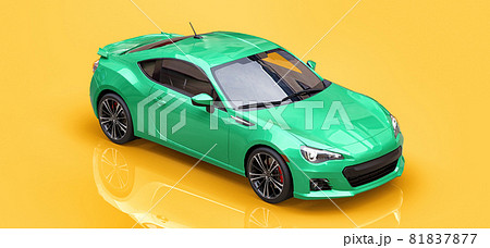 Green small sports car coupe. 3d rendering. 81837877