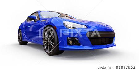 Blue small sports car coupe. 3d rendering. 81837952
