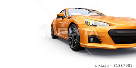 Yellow small sports car coupe. 3d rendering. Yellow small sports car coupe. 3d rendering. 81837985
