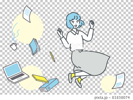 Business image illustration material of jumping woman 81838074