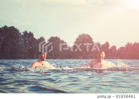 Group of friends having fun on the beach. Group of friends having fun on the beach. 81838461