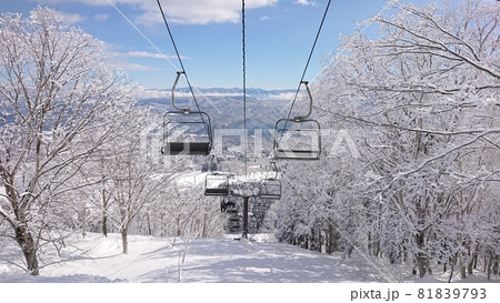 雪景色の中のリフト 81839793