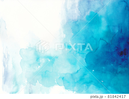 空や水の中をイメージした青い水彩イラストのイラスト素材