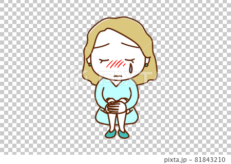 <全身・正面>膝を抱え座って涙を流して落ち込んでいる白人女性 <全身・正面>膝を抱え座って涙を流して落ち込んでいる白人女性 81843210