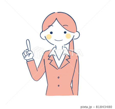指を指す女性 81843480