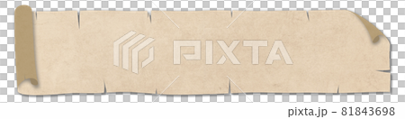 端が巻き上がった古紙の張り紙　イラスト素材 81843698