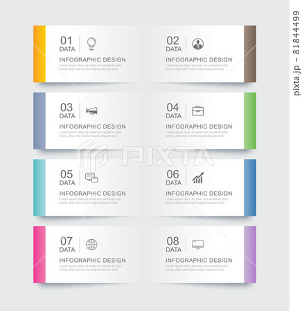 8 data infographics tab paper index template. Vector illustration abstract background. 8 data infographics tab paper index template. Vector illustration abstract background. 81844499