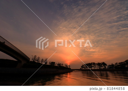 ハロと夕日 81844858