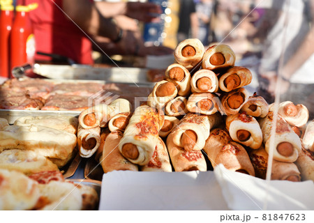 Italian hot dog and pizza Italian hot dog and pizza 81847623