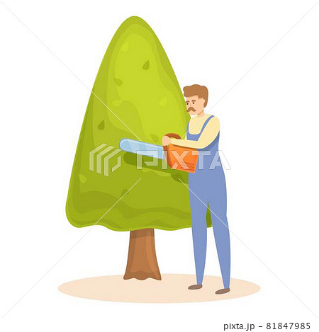 Chainsaw fir tree cutting icon cartoon vector.... - Stock Illustration  [81847985] - PIXTA