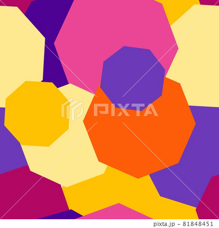 Vector seamless pattern from polygons of different sizes and colors. The octagon overlap each other. Purple, yellow, pink and orange trendy colors. Background for covers of notebooks, fabrics, site Vector seamless pattern from polygons of different sizes and colors. The octagon overlap each other. Purple, yellow, pink and orange trendy colors. Background for covers of notebooks, fabrics, site 81848451