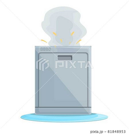 Broken household dishwasher icon cartoon vector. Kitchen appliance Broken household dishwasher icon cartoon vector. Kitchen appliance 81848953