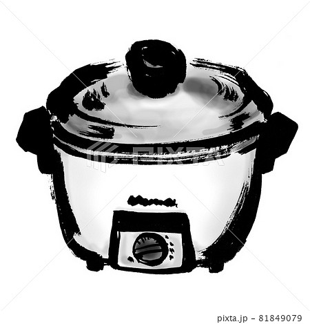 昭和レトロな炊飯器 電気釜の手描きイラストのイラスト素材