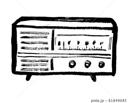 昭和レトロなラジオの手描きイラストのイラスト素材