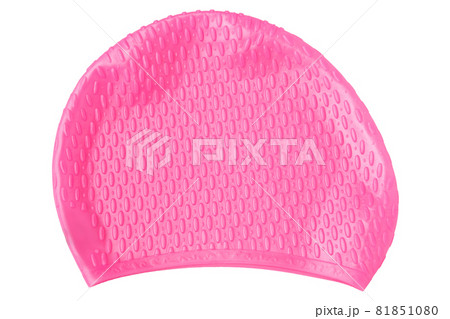 pink cap for swimming from rubber or silicone, on a white background pink cap for swimming from rubber or silicone, on a white background 81851080