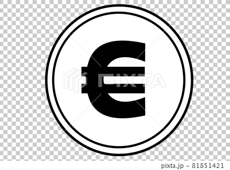 1 coin-Euro sign (line drawing) - Stock Illustration [81851421] - PIXTA