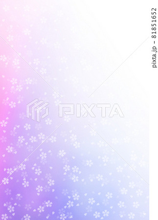 幻想的なボカシ和紙に桜パターン柄 青紫色系 右上から左下に濃くなるグラデーション 縦 他色有りのイラスト素材