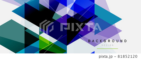 Color triangles composition, geometric abstract background. Techno or business concept, pattern for wallpaper, banner, background, landing page Color triangles composition, geometric abstract background. Techno or business concept, pattern for wallpaper, banner, background, landing page 81852120