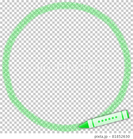 Circular frame drawn with green crayon Circular frame drawn with green crayon 81852630