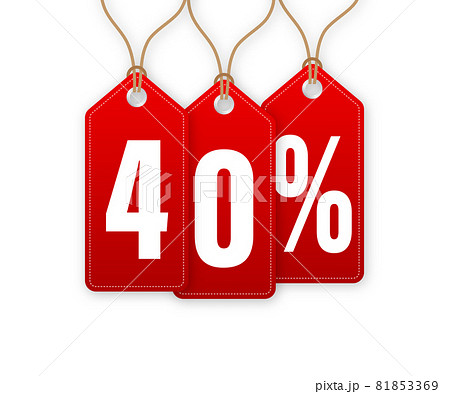 Discount Tag -40 percent off. Hangtags Sale. Vector illustration. Discount Tag -40 percent off. Hangtags Sale. Vector illustration. 81853369