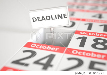 DEADLINE plate on October 17 in calendar, 3d rendering DEADLINE plate on October 17 in calendar, 3d rendering 81855272