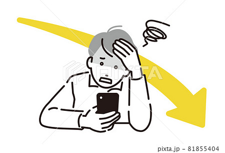 人物 スマホを見て落ち込む男性 81855404