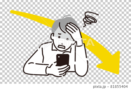 人物 スマホを見て落ち込む男性 81855404