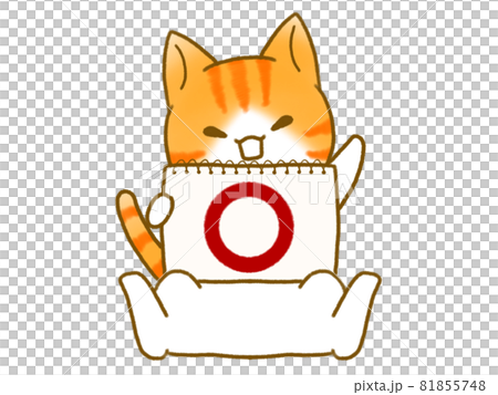 マルの画用紙を持つ猫のイラスト素材 [81855748] - PIXTA