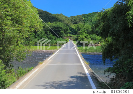 【高知県】盛夏の佐田沈下橋（四万十川） 81856502