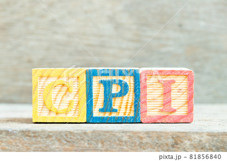 Color alphabet letter block in word CPI (abbreviation of Consumer Price Index) on wood background Color alphabet letter block in word CPI (abbreviation of Consumer Price Index) on wood background 81856840