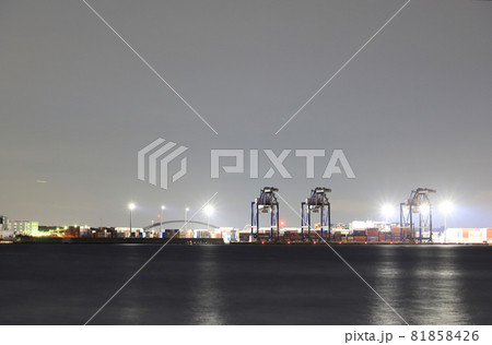 東京都 コンテナ埠頭の夜景 東京都 コンテナ埠頭の夜景 81858426