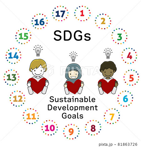 Sdgsの取り組みに対するイメージやアイディアをわかりやすく表現した 子供たちのイラストのイラスト素材