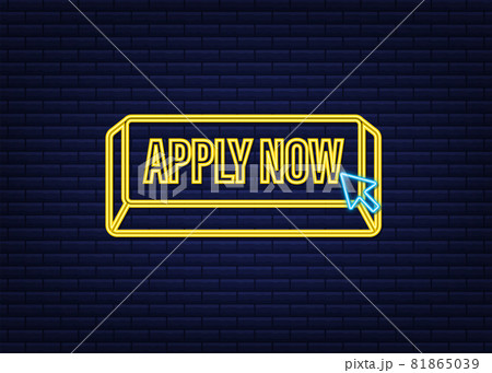 Apply now. Web neon banner. Arrow, cursor icon. Arrow vector icon. Hand click. Vector stock illustration. Apply now. Web neon banner. Arrow, cursor icon. Arrow vector icon. Hand click. Vector stock illustration. 81865039