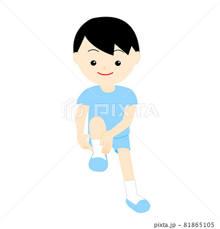 靴をはく男の子のイラスト素材