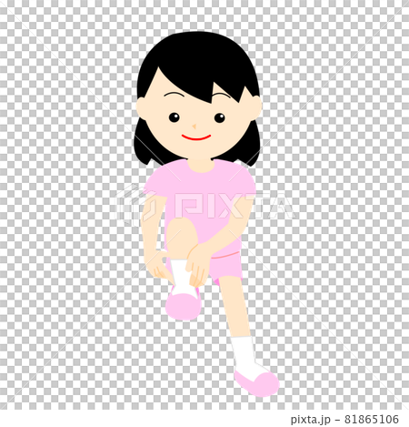 靴をはく女の子のイラスト素材