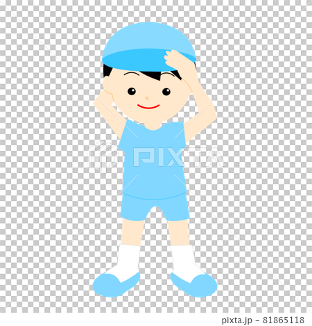 つば付き帽子をかぶる男の子のイラスト素材