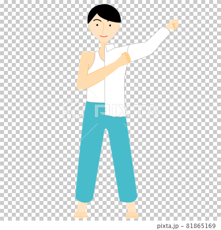 白シャツに着替える男性 81865169