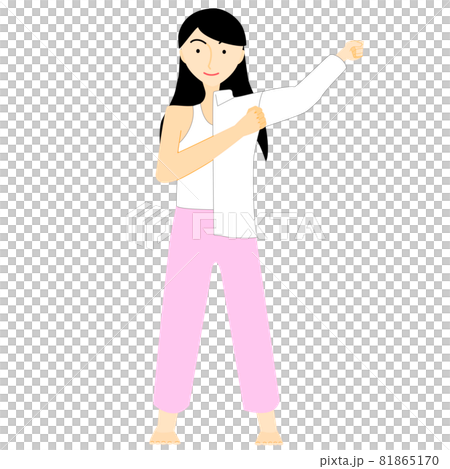 白シャツに着替える女性 81865170